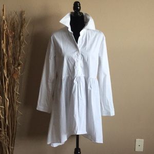 White a High Low cotton shirt Size 10 or med